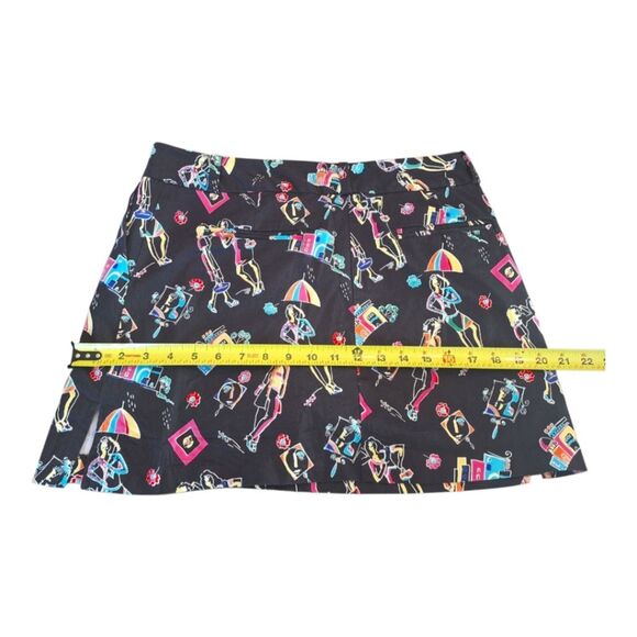 ATTYRE NY Colorful Skort 8P Black with Brite Multi Retro Fun City Ladies Print - Picture 7 of 16